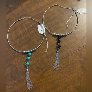 NWT Silver Chokers with Beaded tassels $18 for Both $9 for One